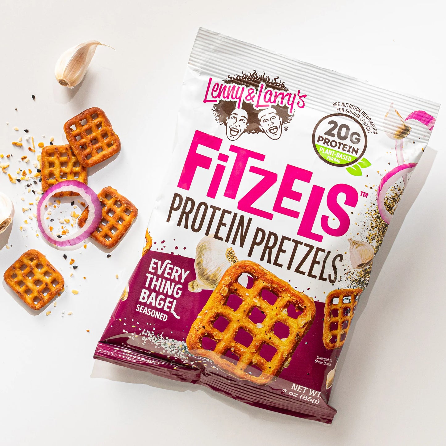 Lenny & Larry's Fitzels Protein Pretzels 85g, Everything Bagel Flavour
