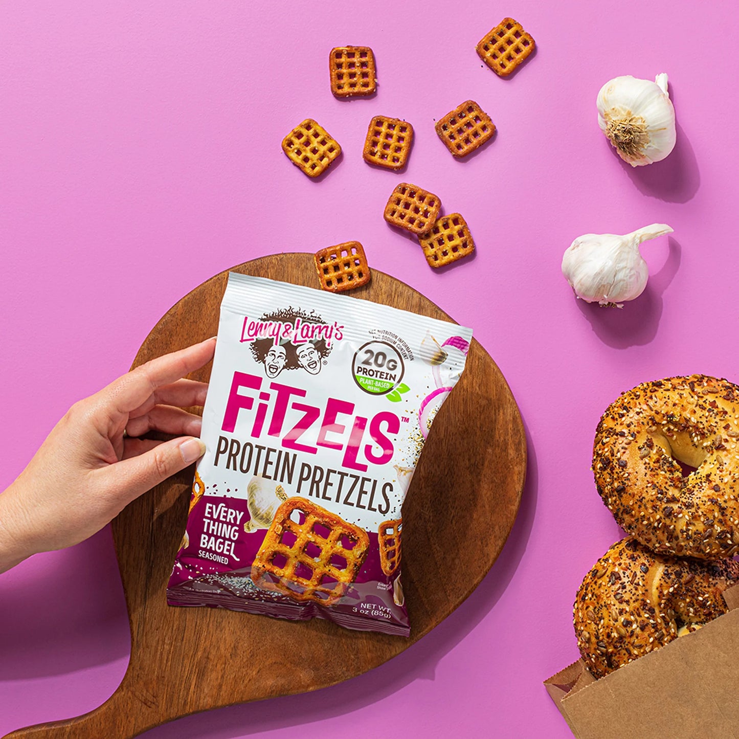 Lenny & Larry's Fitzels Protein Pretzels 85g, Everything Bagel Flavour