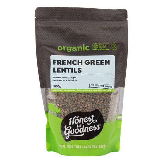 Honest To Goodness French Style Green Lentils 500g, Use In Salads, Soups & Curries Australian Certified Organic