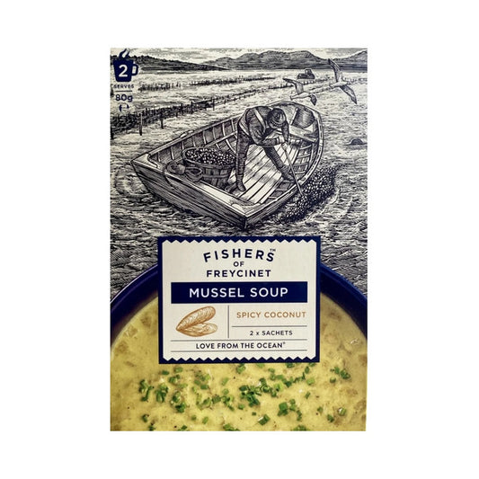 Fishers Of Freycinet Mussel Soup Spicy Coconut 80g, Includes 2 Sachets