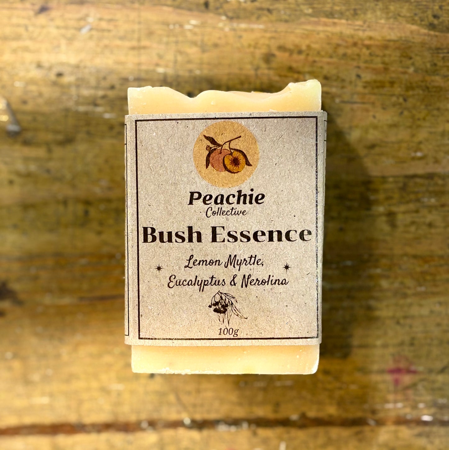 Peachie Collective Bush Essence Soap 100g, With Lemon Myrtle, Eucalyptus & Nerolina