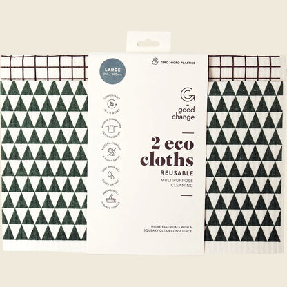 Good Change Store Large Eco Cloth 2Pk, Reusable For Multipurpose Cleaning & 0% Plastic