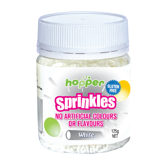 Hopper Gluten Free White Sprinkles 125g, No Artificial Colours Or Flavours