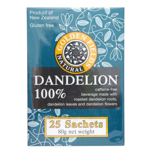 Golden Fields 100% Dandelion 25 Sachets 80g, Certified Organic, Gluten Free & Caffeine Free