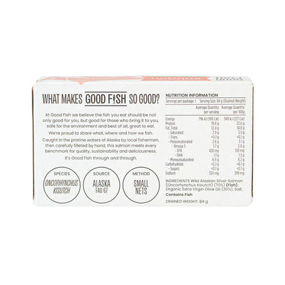 Good Fish Wild Caught Alaskan Salmon Fillets 120g, In Organic Extra Virgin Olive Oil  {BPA-Free Lining}