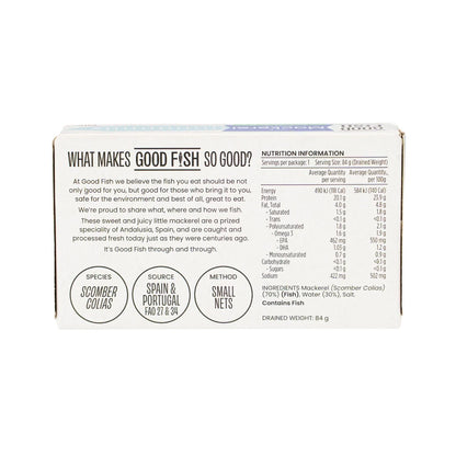 Good Fish Wild Mackerel Fillets 120g, In Natural Water {BPA-Free Lining}