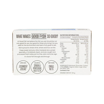 Good Fish Wild Mackerel 120g, In Organic Extra Virgin Olive Oil {BPA-Free Lining}