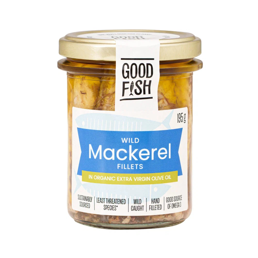 Good Fish Wild Mackerel 190g In A Jar, In Organic Extra Virgin Olive Oil