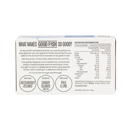 Good Fish Wild Skipjack Tuna Fillets In Natural Water 120g, BPA-Free Lining