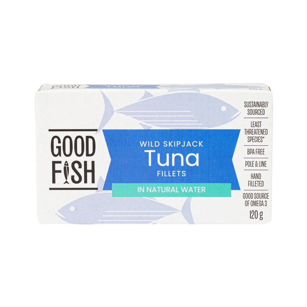 Good Fish Wild Skipjack Tuna Fillets In Natural Water 120g, BPA-Free Lining