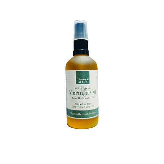 Grasses Of Life 100% Organic Moringa Oil 100mL, Cold-Pressed Technology