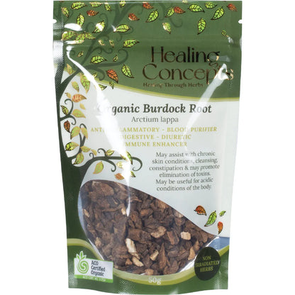 Healing Concepts Certified Organic Burdock Root Tea 50g, May Assist With Chronic Skin Conditions