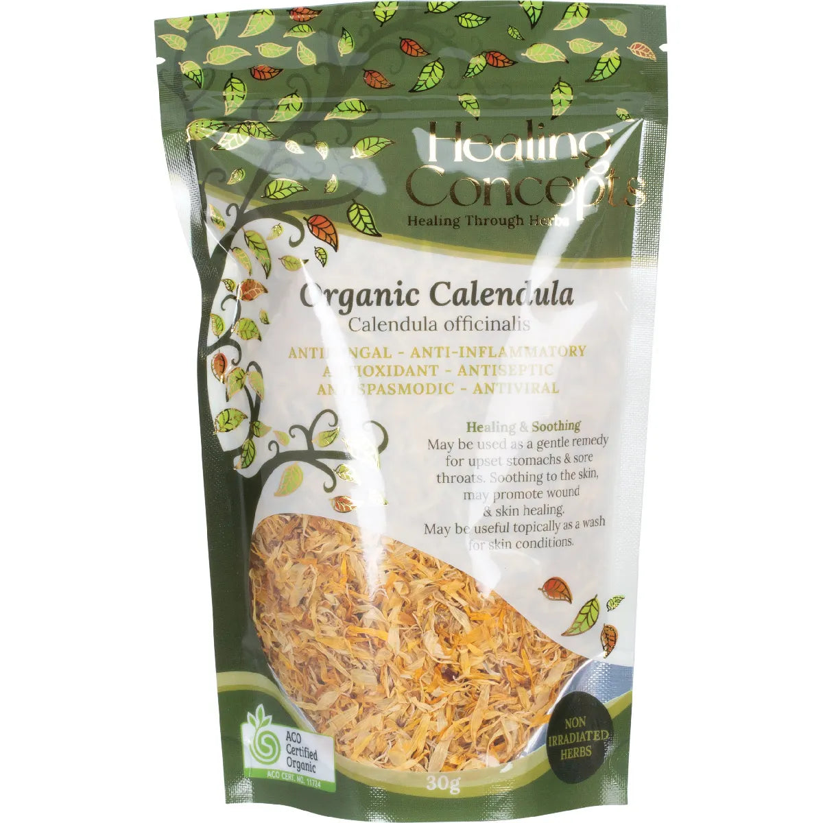 Healing Concepts Certified Organic Calendula Tea 30g, Relief From Mild Digestive Complaints