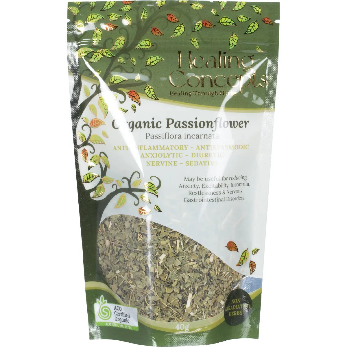 Healing Concepts Certified Organic Passionflower Tea 40g, For Restlessness & Insomnia