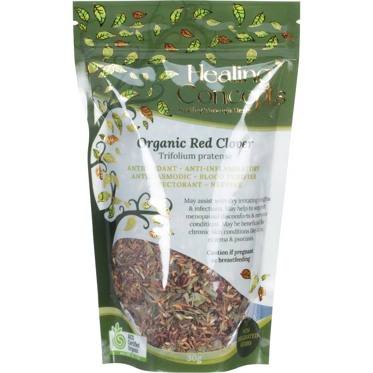 Healing Concepts Certified Organic Red Clover Tea 30g, Alkalise The Body