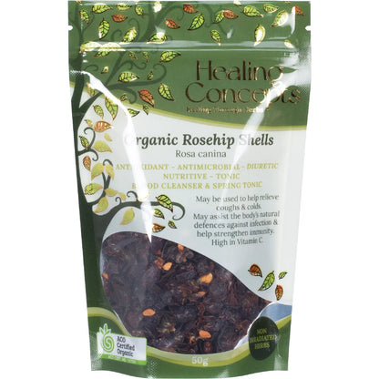 Healing Concepts Certified Organic Rosehip Shells Tea 50g, High In Vitamin C