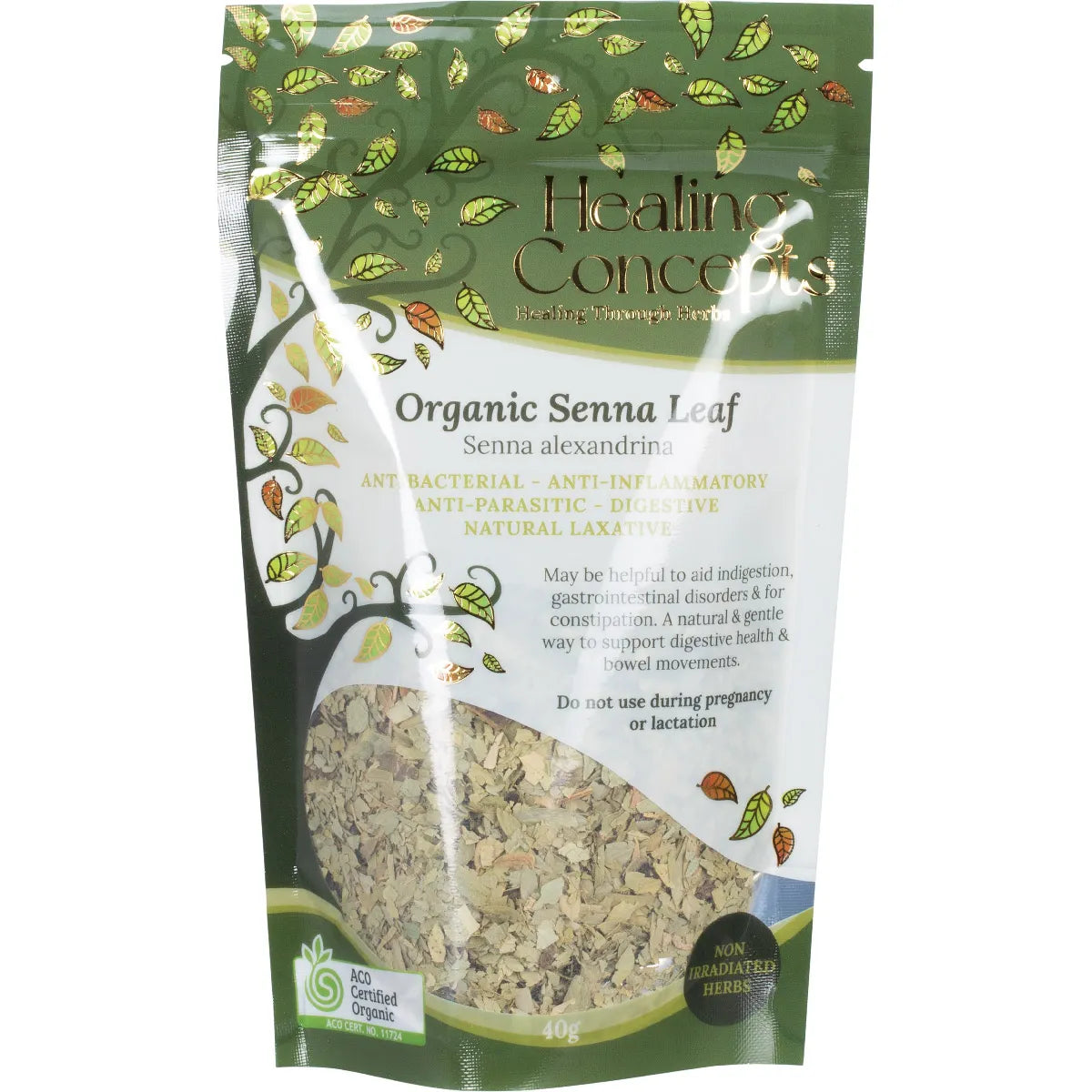 Healing Concepts Certified Organic Senna Leaf Tea 40g, Natural Constipation Remedy