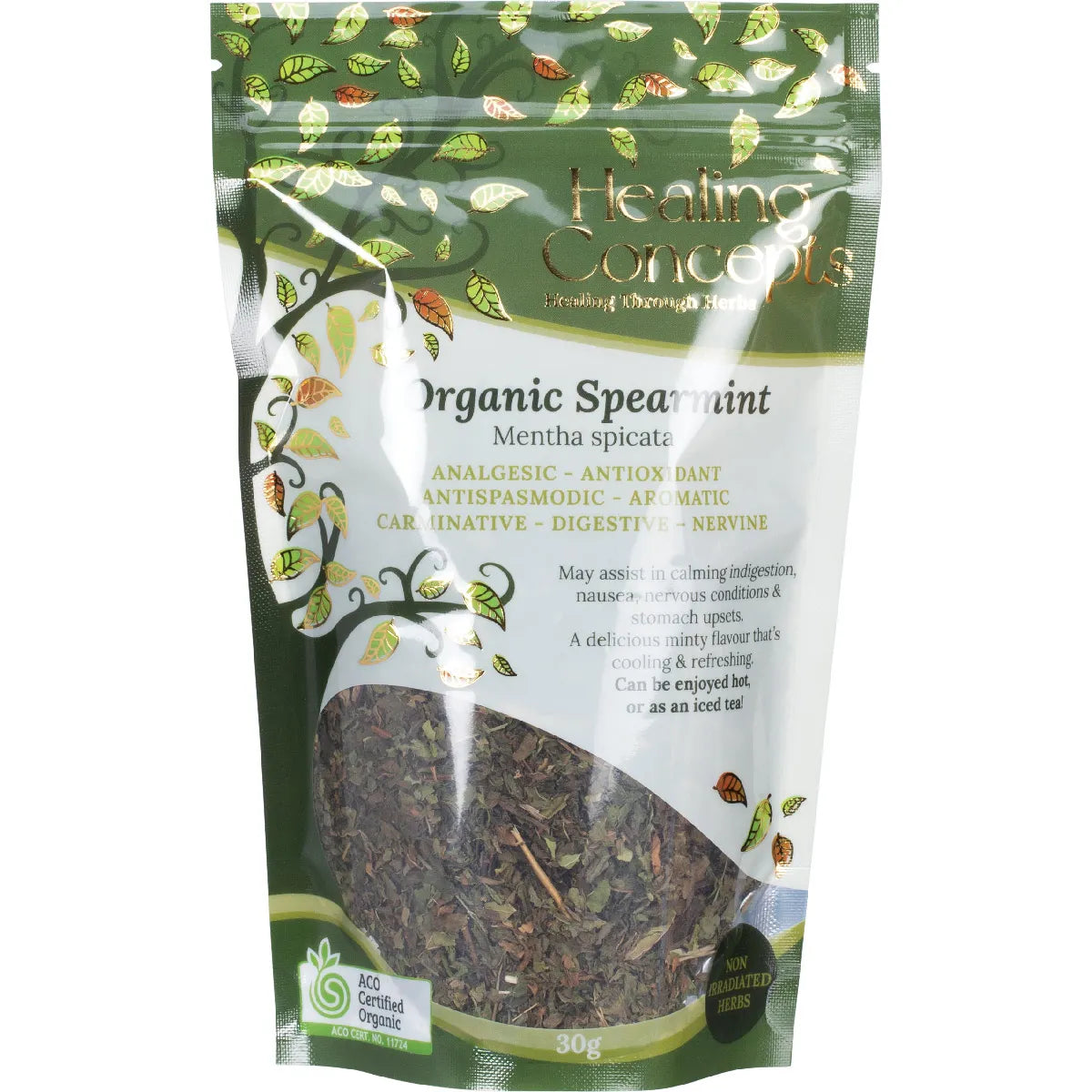 Healing Concepts Certified Organic Spearmint Tea 30g, Digestive Tonic