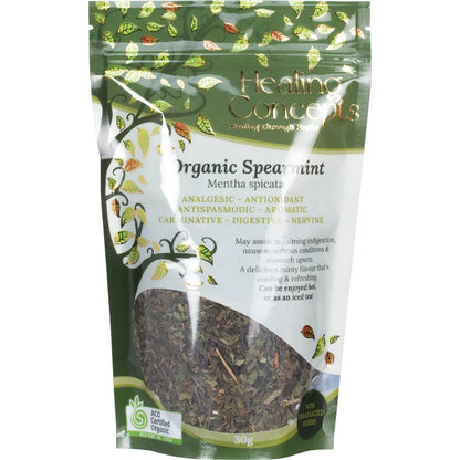 Healing Concepts Certified Organic Spearmint Tea 30g, Digestive Tonic