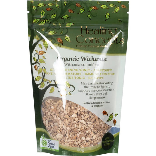 Healing Concepts Certified Organic Withania Tea 50g, For Nervous Exhaustion & Sleeplessness