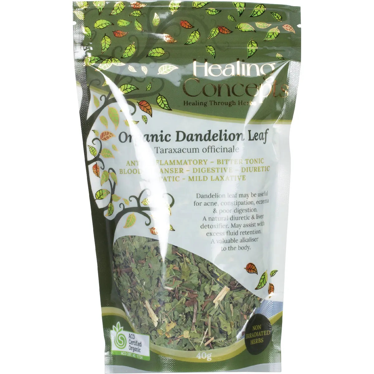 Healing Concepts Certified Organic Dandelion Leaf Tea 40g, Natural Diuretic