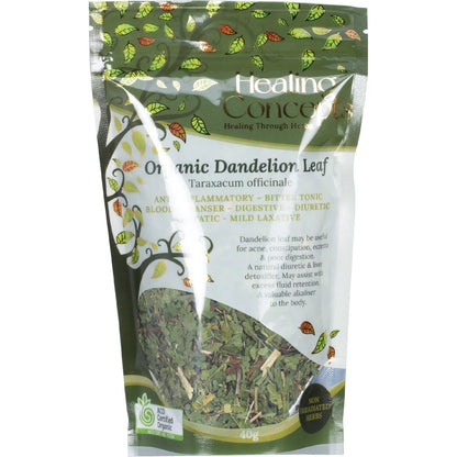 Healing Concepts Certified Organic Dandelion Leaf Tea 40g, Natural Diuretic