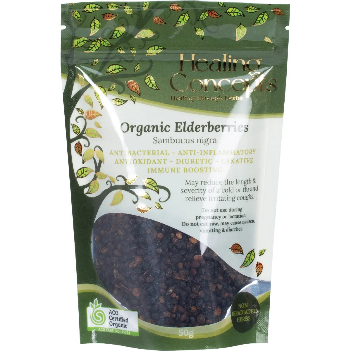 Healing Concepts Certified Organic Elderberries Tea 50g, Immune Strengthening Herb