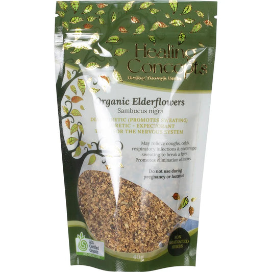 Healing Concepts Certified Organic Elderflowers Tea 50g, Aids In Cleansing The Kidneys