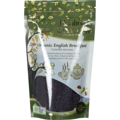 Healing Concepts Certified Organic English Breakfast Tea 50g, Rich Robust & Full Bodied
