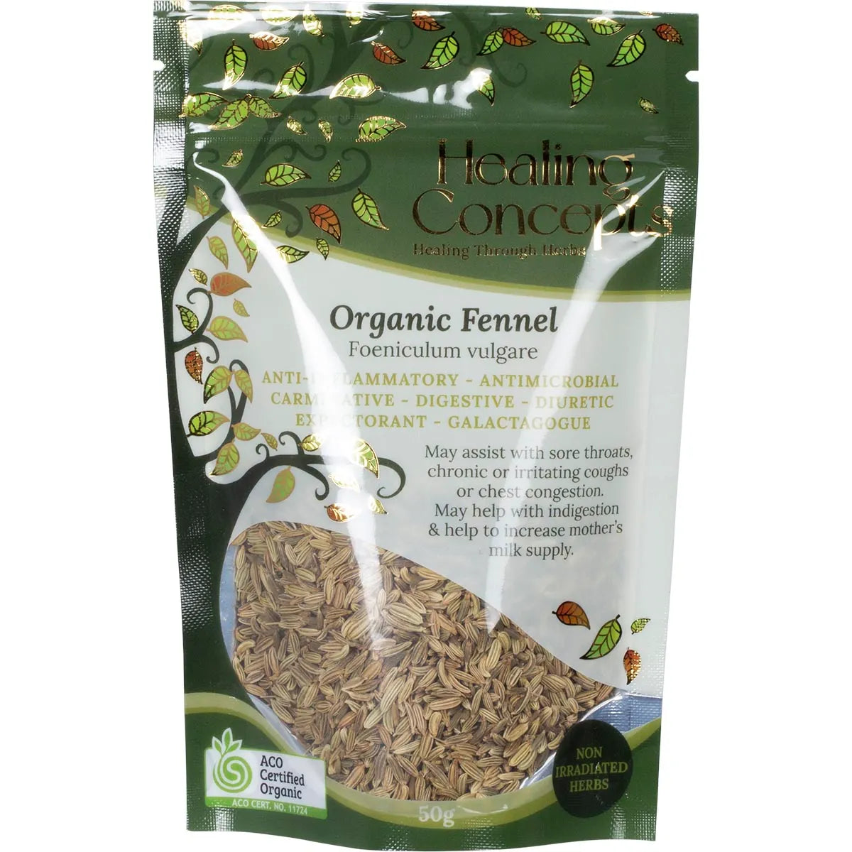Healing Concepts Certified Organic Fennel Tea 50g, Promotes Feelings Of Courage & Energy