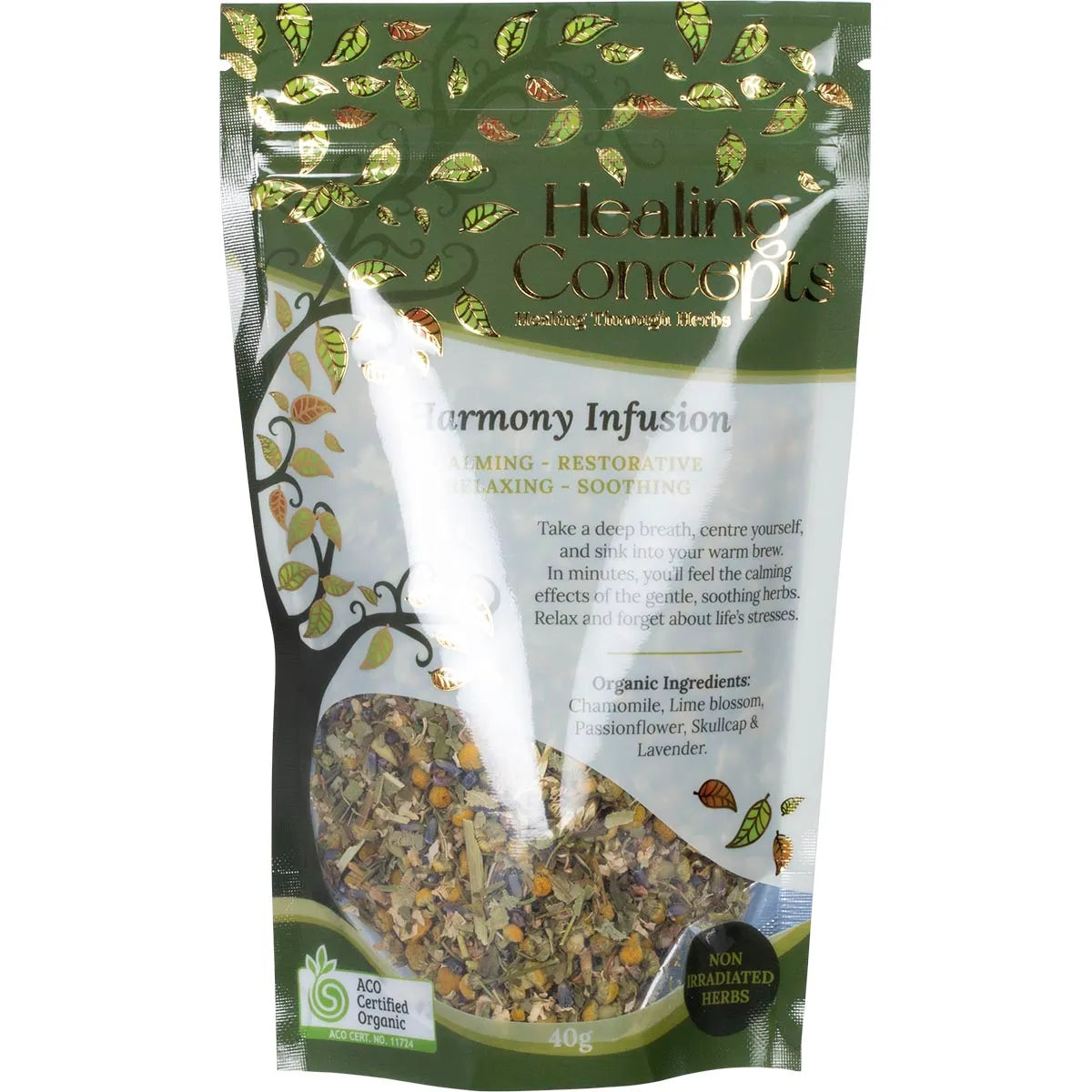 Healing Concepts Certified Organic Harmony Infusion Tea 40g, Centre Yourself!!!