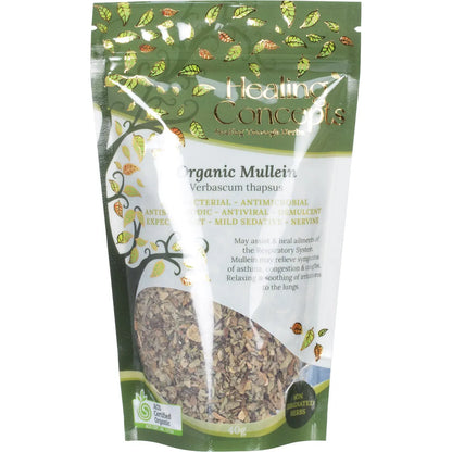Healing Concepts Certified Organic Mullein Tea 40g,  Ease Your Breathing