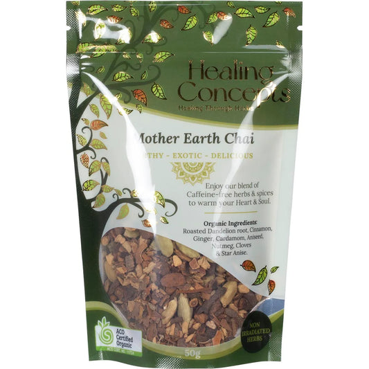 Healing Concepts Certified Organic Mother Earth Chai Tea 50g, Warm Your Heart & Soul