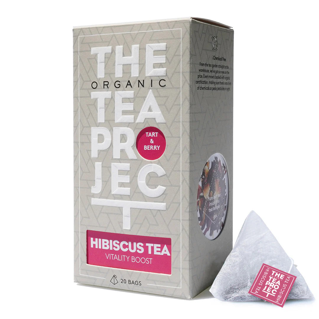 The Organic Tea Project Hibiscus Tea 20 Pyramid Bags, Tart & Berry