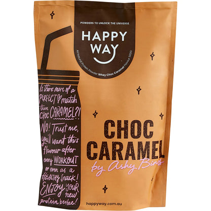 Happy Way Ashy Bines Whey Protein Powder 500g, Choc Caramel Flavour