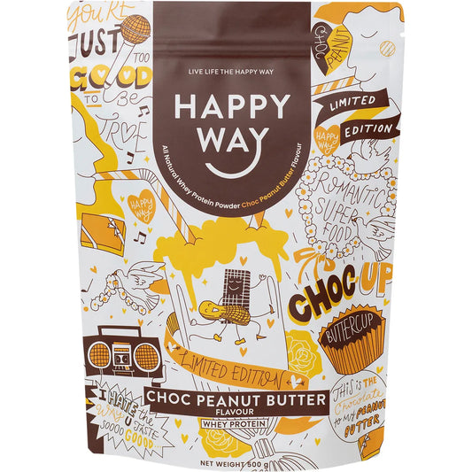 Happy Way Whey Protein Powder 500g, Choc Peanut Butter Flavour