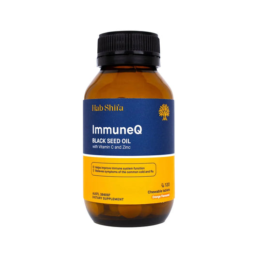 Hab Shifa ImmuneQ Organic Black Seed With Vitamin C & Zinc 120 Chewable Tablets, Great For Those Cold Days