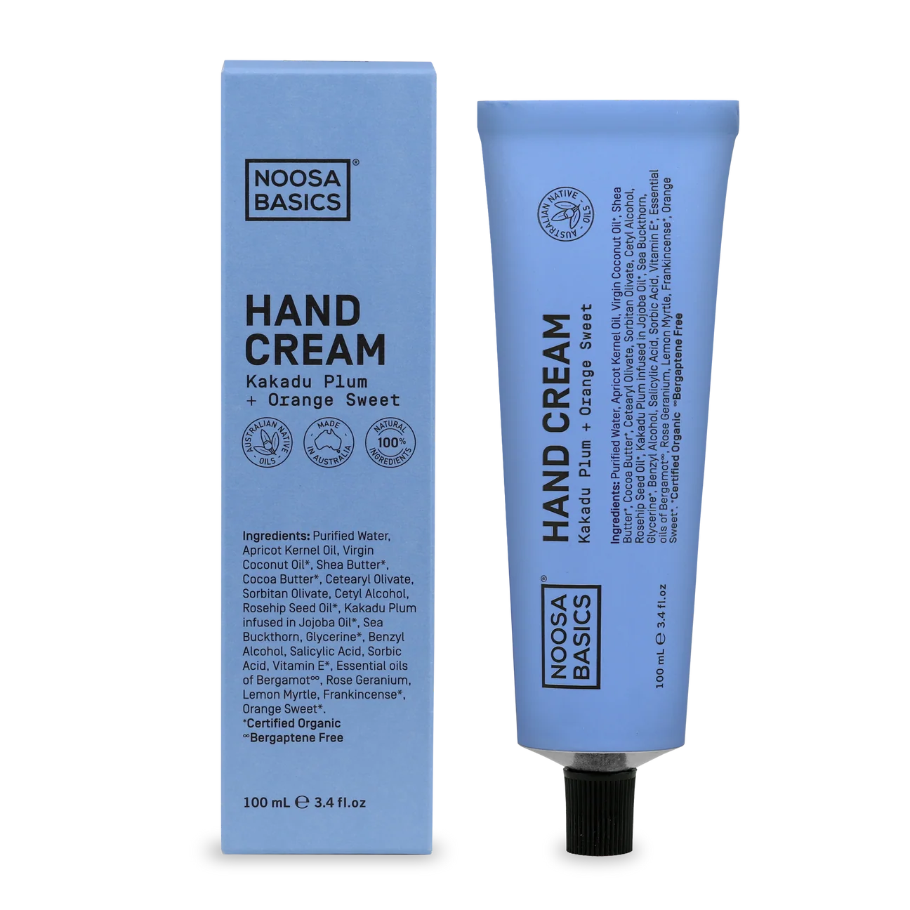 Noosa Basics Hand Cream 100mL, Certified Organic With Kakadu Plum + Sweet Orange