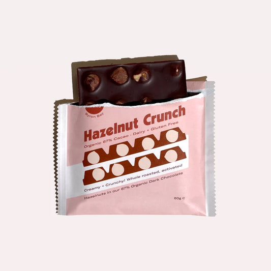 Chow Cacao Hazelnut Crunch Chocolate Block 60g, With 67% Dark Chocolate