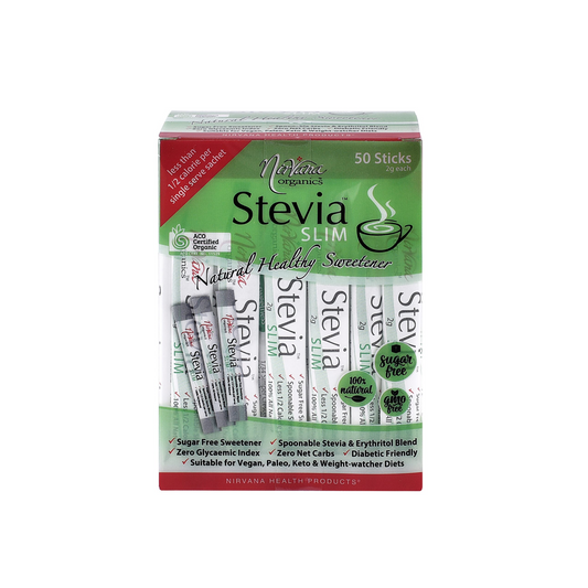 Nirvana Organics Stevia Slim Sticks 50x2g, Certified Organic Stevia & Erythritol Sweetener