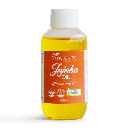 Vrindavan Jojoba Oil 100ml, Cold Pressed & Certified Organic