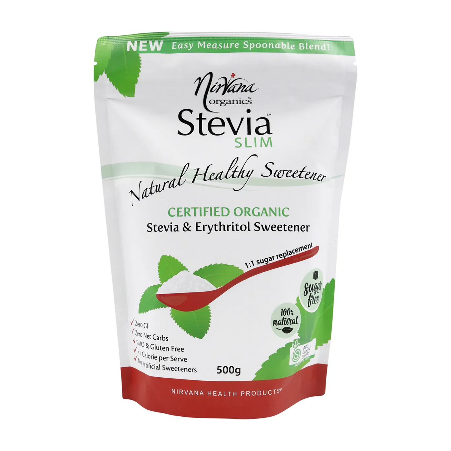Nirvana Organics Stevia Slim 225g Or 500g, Certified Organic Stevia & Erythritol Sweetener