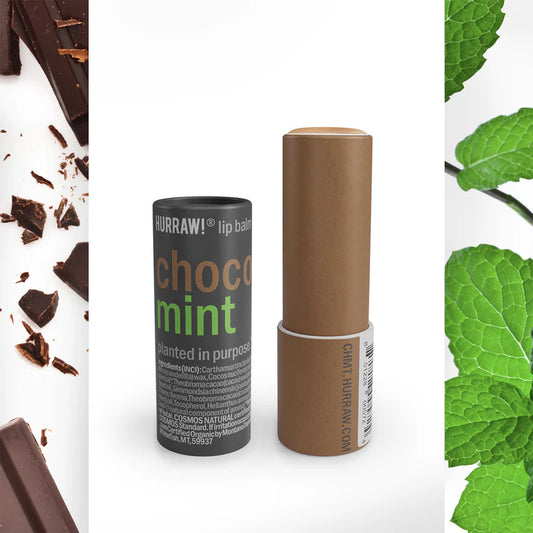 Hurraw Chocolate Mint Lip Balm 4.8g, In A Cardboard Dispenser