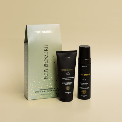 Three Warriors Holiday Gift Set, Body Bronze Kit {Tasmanian Sand Scrub & Self Tan Mousse}