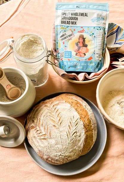 Sourdough Mumma Organic Spelt Wholemeal Sourdough Bread Mix Traditional 500g, Hearty Wholegrain Loaf