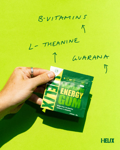 Helix Nootropic Energy Gum 8 Pieces 16g, Mint Flavour & Sugar free