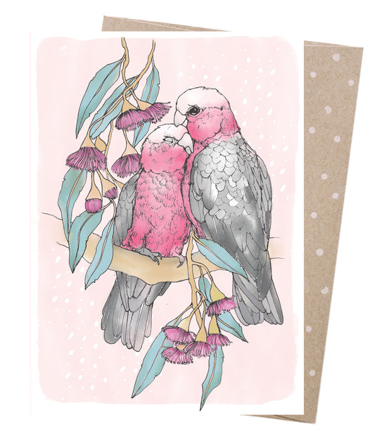 Earth Greetings Galah Snuggles Card, Victoria McGrane Collection (Includes One Card & One Kraft Envelope)