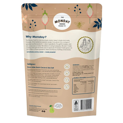 The Monday Food Co. Indulgence Gourmet Granola 300g, Brown Butter Dutch Cacao & Sea Salt