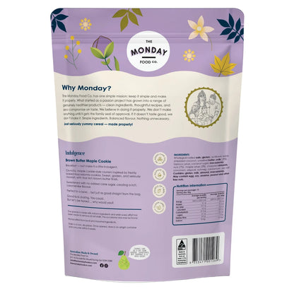 The Monday Food Co. Indulgence Gourmet Granola 300g, Brown Butter Maple Cookie