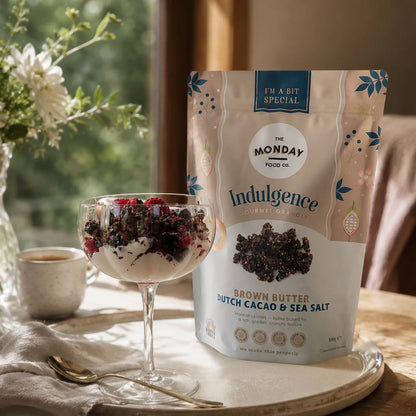 The Monday Food Co. Indulgence Gourmet Granola 300g, Brown Butter Dutch Cacao & Sea Salt